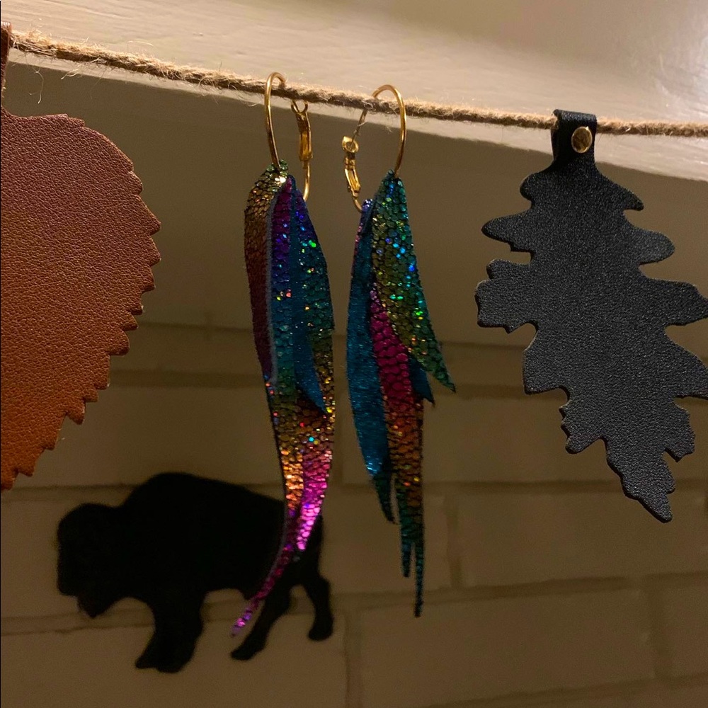 Beautiful leather earrings
